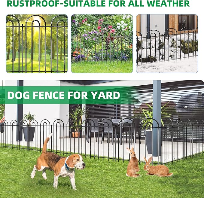 15 Panels Decorative Garden Fence, 24 in X 30 ft No Dig Dog Fence Outdoor - Image 5