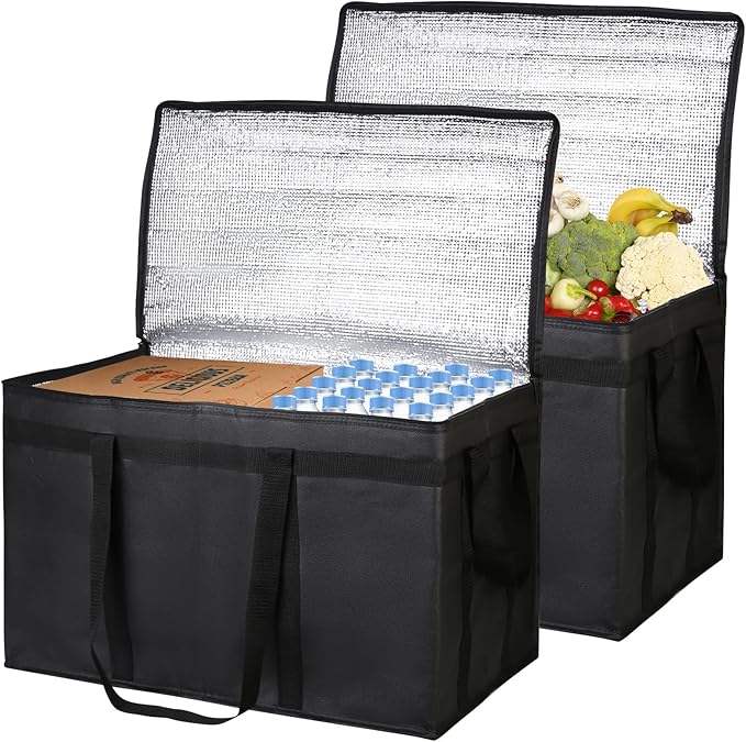 Bodaon 2-Pack Insulated Food Delivery Bag, XXXL Grocery Shopping/Catering/Pizza by Bodaon