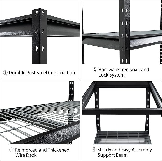 The Atlas 72" W Heavy Duty Garage Shelving Load 8000 Lbs, 4 Tier Metal Storage - Image 6