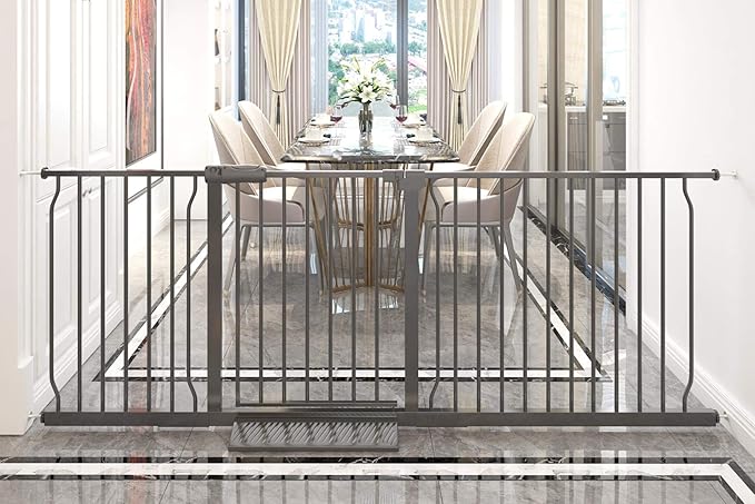 Extra Wide Baby Gate Tension Indoor Safety Gates Black Metal Large Pressure by COSENDBABYGATE