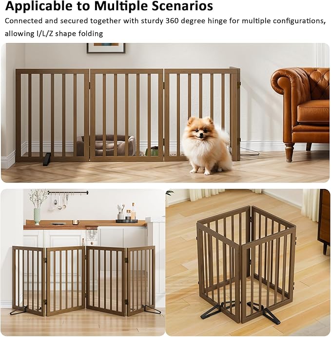 Dog Gate for Stairs, Foldable Dog Gate for Indoor Doorways House, Freestanding - Image 4