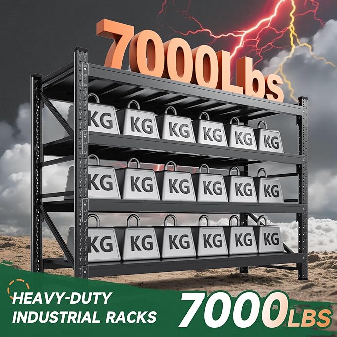 Letaya 68" W Storage Shelves Heavy Duty, 7000LBS Garage Shelving Units - Image 3