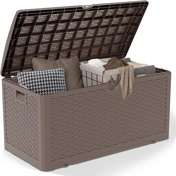 80 Gallon Pro Resin Deck Box, Waterproof Outdoor Storage Bin by Unknown