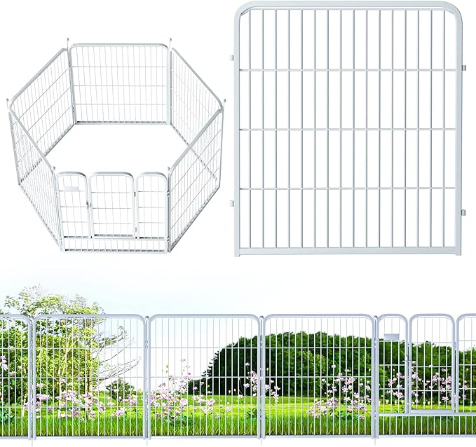ZXMOTO White Outdoor Garden Fence 5 Panels by ZXMOTO