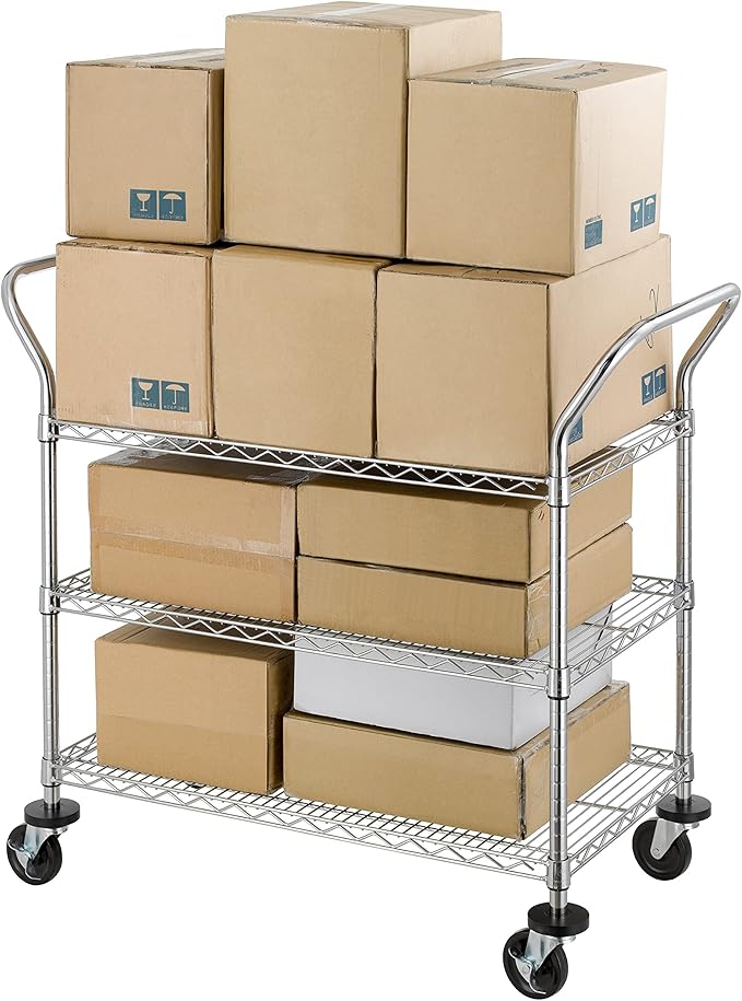 Finnhomy 3-Tier Commercial Grade Rolling Cart, Heavy Duty Utility Cart - Image 3