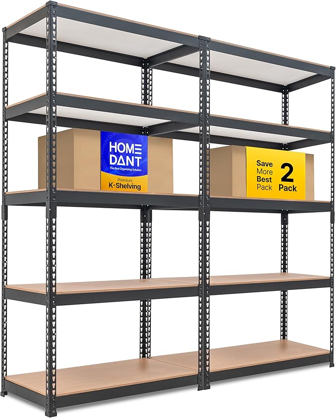 HOMEDANT 5-Tier Laminated Boltless Heavy Duty Metal Shelving Unit Adjustable by TheBestOrganizingSolution
