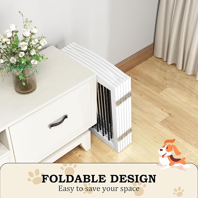 Freestanding Pet Gates with Walk Through Door, Dog Indoor Fence, Dog Gate - Image 4