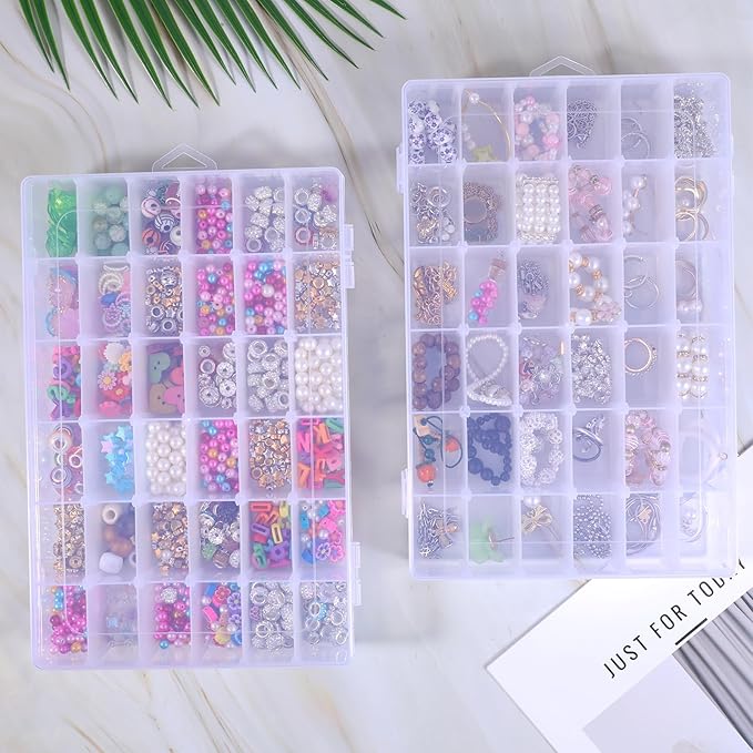 Dimeho 6 Pack Bead Organizer Box Plastic Clear Storage Containers 36 Grids - Image 5