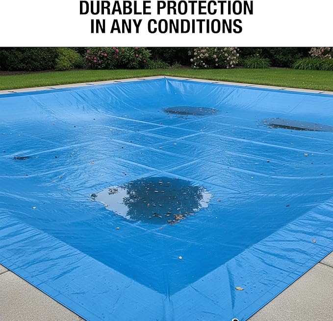 30x30 Blue Waterproof Tarp – Heavy Duty 5 MIL Thick Outdoor Tarpaulin Cover - Image 3
