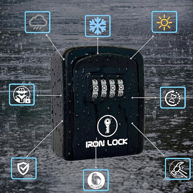 Iron Lock® Wall Mount Key Lock Box – Waterproof Heavy Duty Metal Lock Box - Image 8
