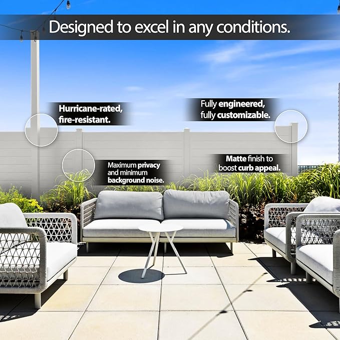 69" H x 72" W White Aluminum Privacy Fence Panel – Modern Pre-Assembled Garden - Image 5
