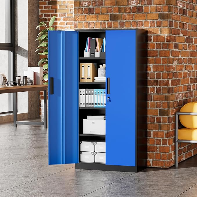Greenvelly Metal Storage Cabinet, Lockable Steel Cabinet - Image 9