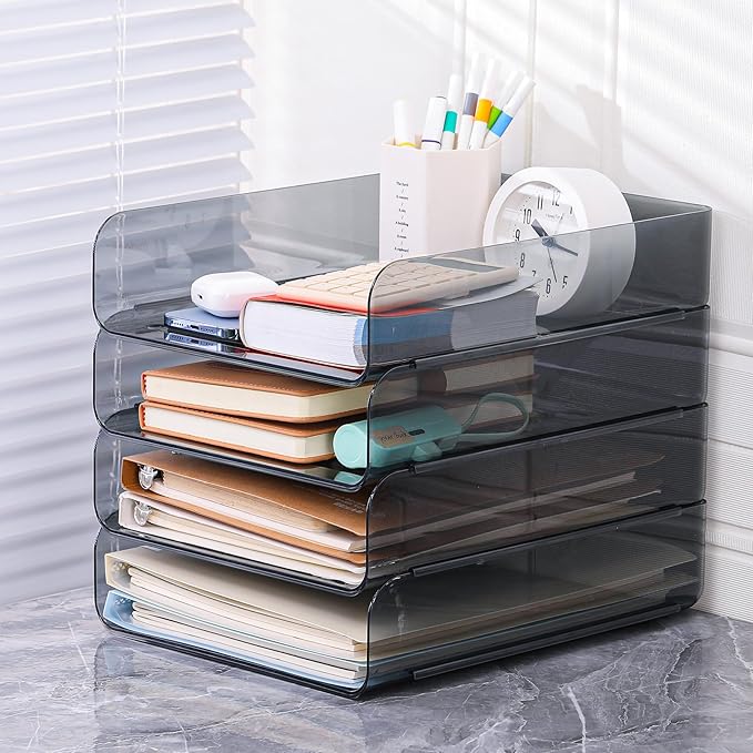 2 Pack Stackable Paper Tray Organizer, Office Organizer and Storage - Image 2