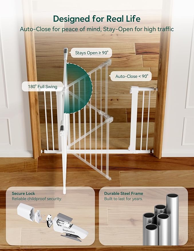 Babelio Metal Baby Gate, 29-48“ Auto Close Easy Install Pet Gate, Extra Wide - Image 5