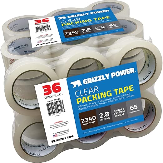 Grizzly Power Clear Packing Tape | Heavy Duty Packing Tape, 3 Inch Core | - Image 6