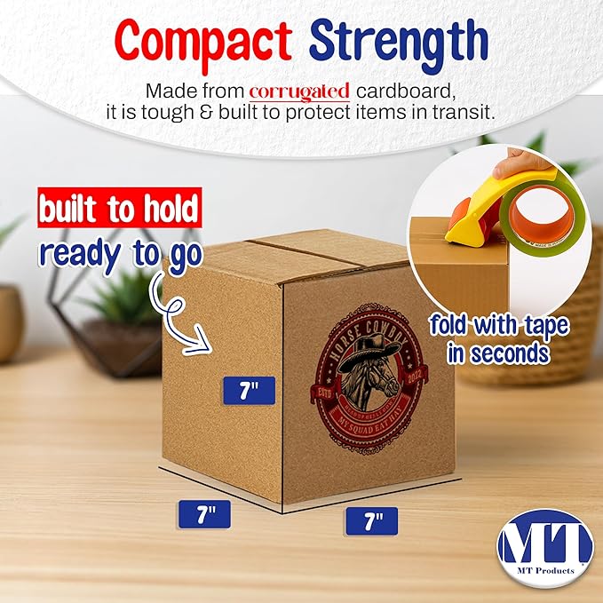 MT Products Custom Printed Kraft Cardboard Shipping Boxes 7" x 7" x 7" - Image 2