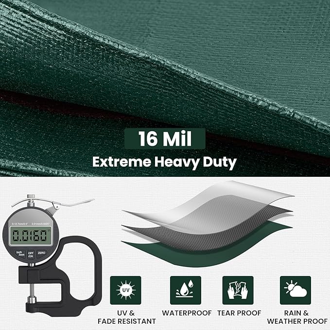 Tarp 8x10 Feet 16 Mil Heavy Duty Waterproof Tarp, Large Multipurpose Cover - Image 2