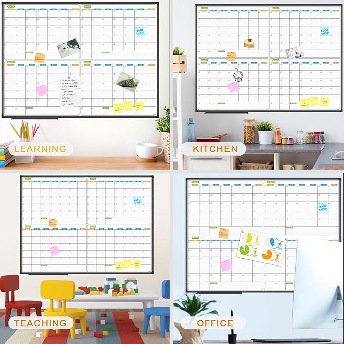 JILoffice Magnetic Dry Erase Calendar Whiteboard, 4 Month White Board Planner - Image 4