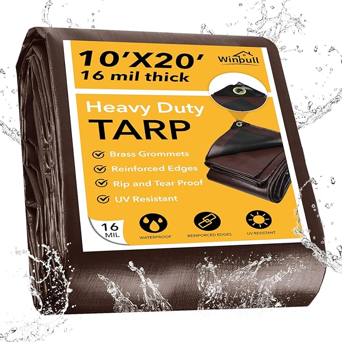 Tarp 10x20FT, 16 Mil Heavy Duty Large Tarps, Waterproof Tarp by Winpull