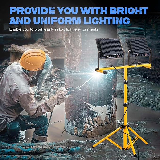 21000 Lumen Work Lights with Stand, 3 Adjustable Head LED Work Light, with - Image 6