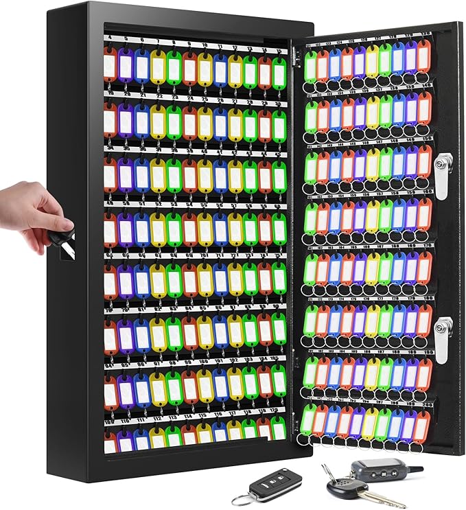 200 Keys Dual Lock Key Cabinet, Anti-Theft Key Lock Box - Image 9