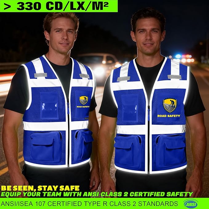 BeautyWill Custom Logo Safety Vest Class 2 High Visibility Reflective Vest - Image 2