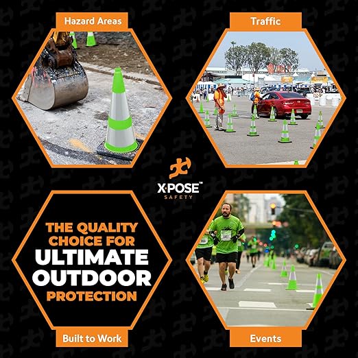 Xpose Safety 28" Lime Traffic Cones 6" & 4" Reflective Collar - Image 8