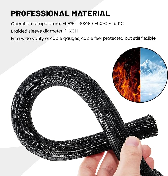 RED WOLF Cable Sleeves Cord Management Braided Wire Loom Split Sleeving 3/8 - Image 6