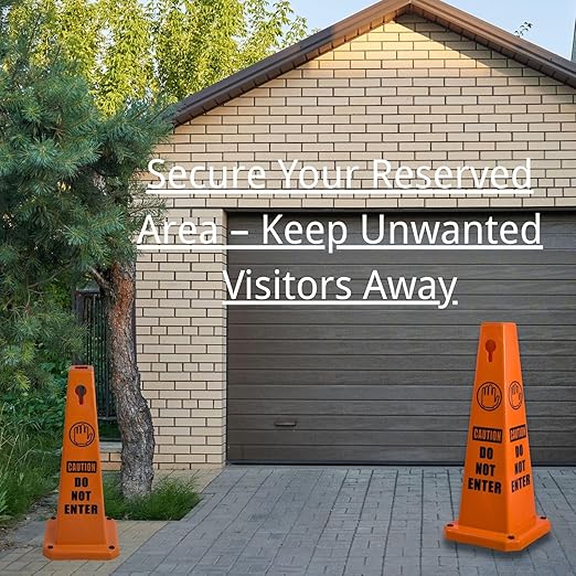 BESEA 8 Pack Red Safety Cones Caution DO NOT Enter Sign 4-Sided Heavy Duty - Image 5
