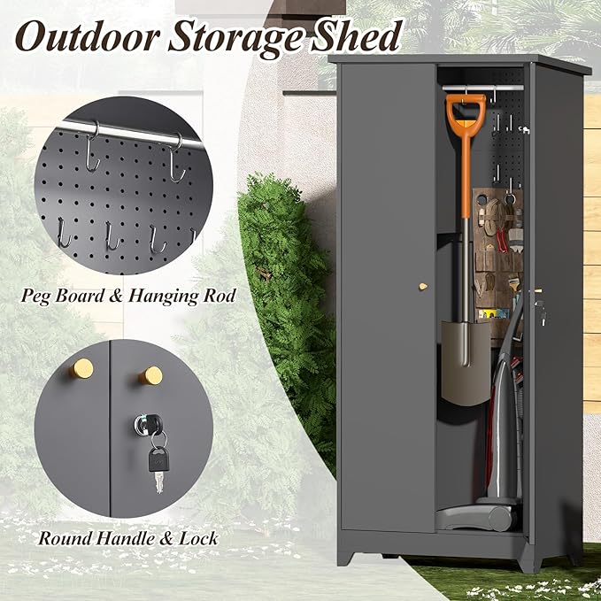 LUCYPAL Outdoor Storage Cabinet Waterproof, Metal Storage Shed - Image 5