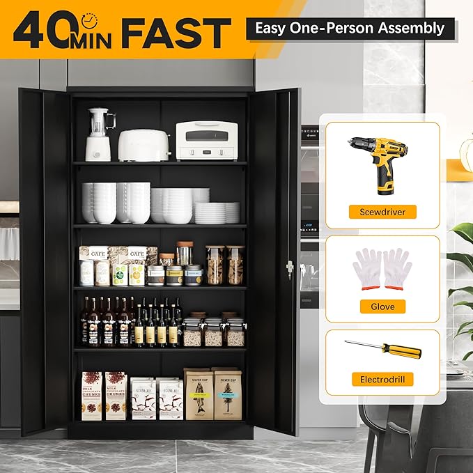 Greenvelly 72" H Metal Storage Cabinet, Locking Cabinets - Image 7
