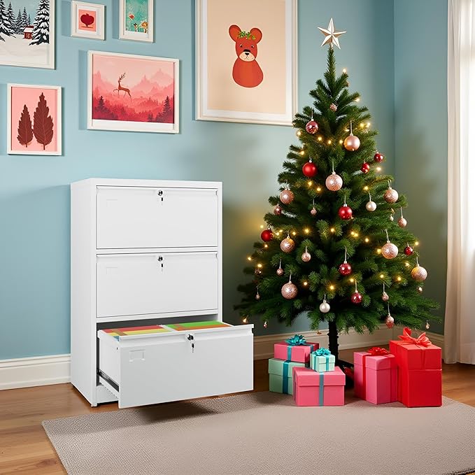 SUXXAN 3 Drawer File Cabinet, Lateral Filing Cabinet - Image 2