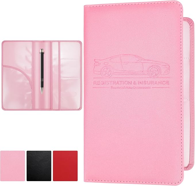 PLOJOP Car Registration and Insurance Card Holder, Leather License Document by PLOJOP
