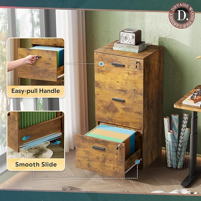 DEVAISE 3 Drawer File Cabinet - Image 7
