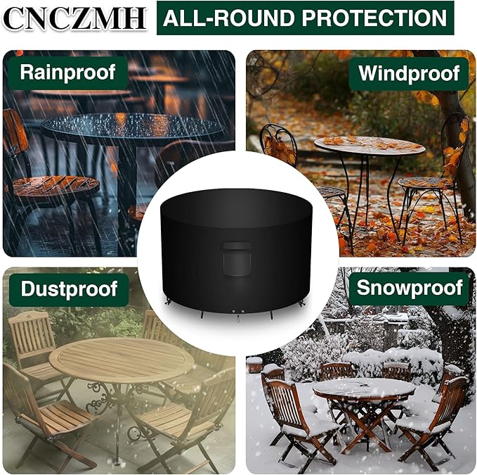 Heavy Duty Patio Furniture Covers Waterproof, 600D Round Outdoor Furniture - Image 6