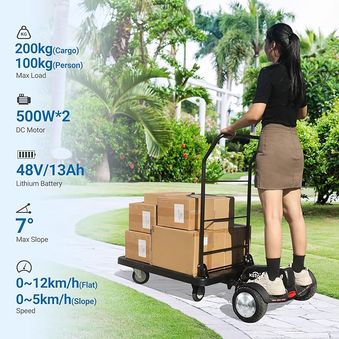 Electric Platform Truck, 661lbs Capacity Heavy Duty Flatbed Cart, 1000W Powered - Image 3