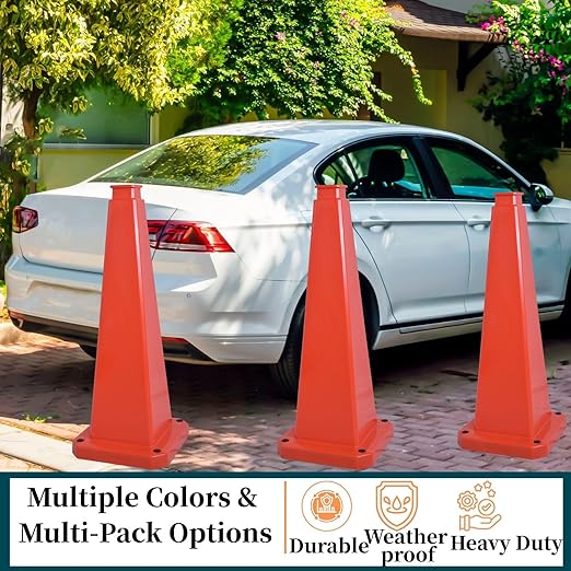 BESEA 3 Pack 28" Bright Orange Traffic Safety Cones - Image 3