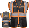 Custom Safety Vest with Logo Pockets High Visibility Reflective Vests by CustomTok