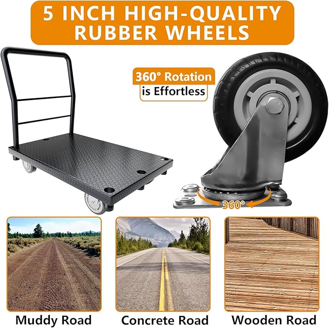 2in1 Panel Cart, Drywall Cart Platform Trucks 2500 lbs Capacity Lumber Cart - Image 5