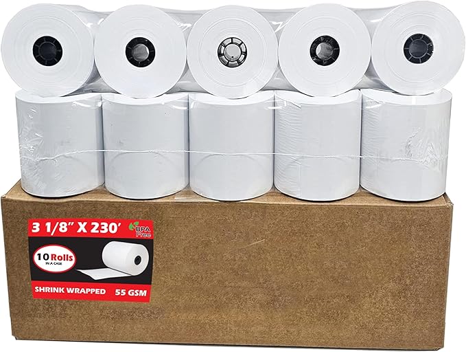 3 1/8 x 230 Thermal Paper Receipt Rolls Fits All POS Cash Registers TM-T88III by BuyRegisterRolls%C2%AE
