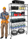 YNN Storage Shelves, 2100Lbs 6 Tier Heavy Duty Metal Rolling Shelving Unit by YNN