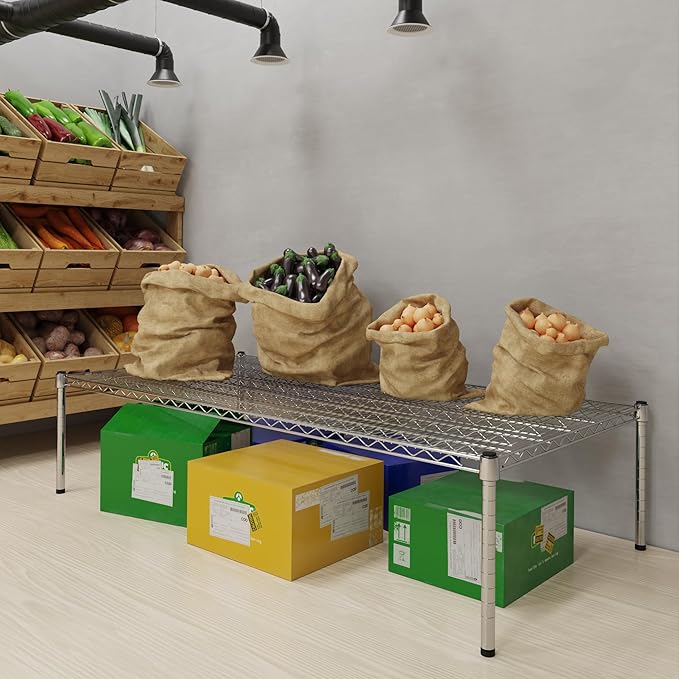 30''W x 60''L x 14''H Chrome Plated Wire Dunnage Rack | Off The Floor Storage - Image 2