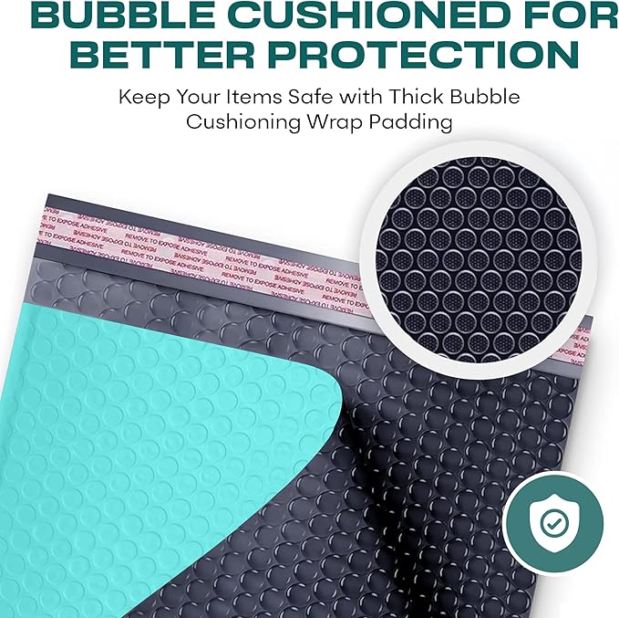 Teal 12.5x19.5 Inch Large Poly Bubble Mailers #6 | Padded Envelopes - Image 5