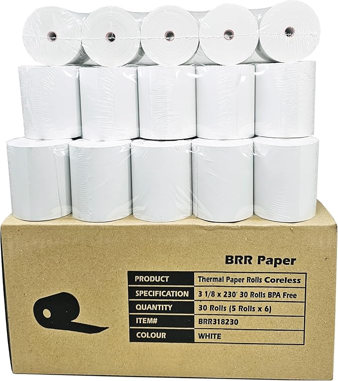 3 1/8 x 230 Thermal Paper Receipt Rolls fits all Clover POS Cash Register by BuyRegisterRolls%C2%AE