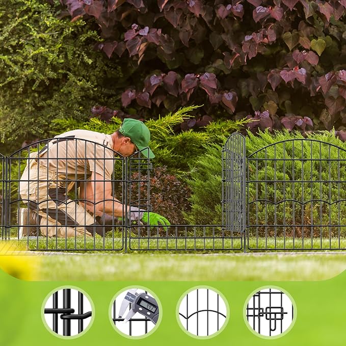 Decorative Garden Fence 12 Panels 24ft×24in Metal Garden Fences - Image 5