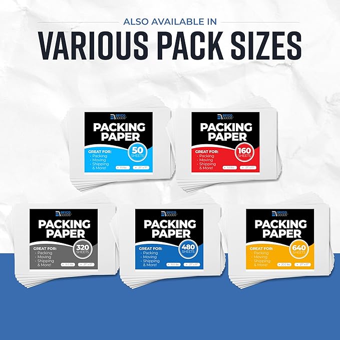 Packing Paper Sheets for Moving | 480 Sheets | 27" x 17" | 15lb | Made in USA | - Image 7