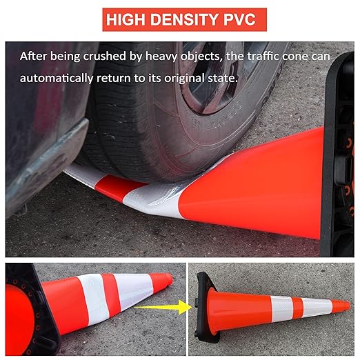 OrangeStar 36" Traffic Cones 8-Pack, Weighted Rubber Base - Image 4
