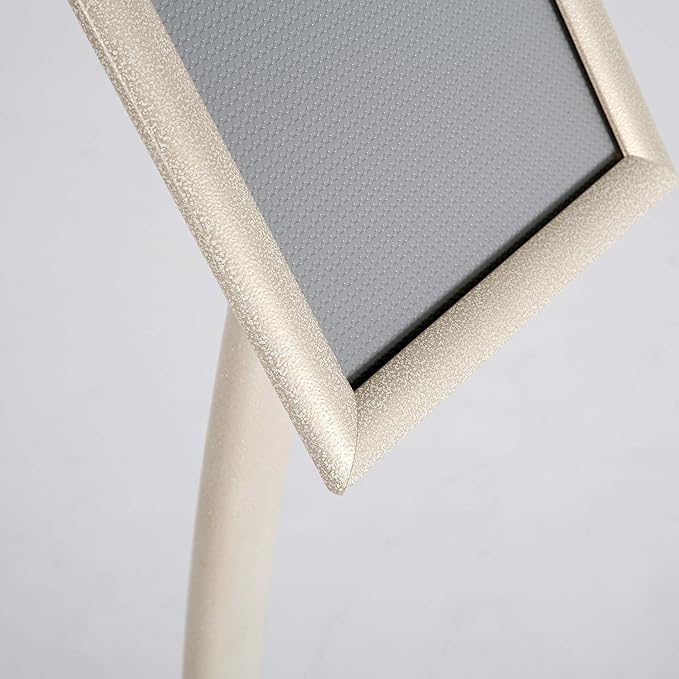 M&T Displays Curved Menu Board, 11x17 Pedestal Sign Holder White Pearlic Floor - Image 8