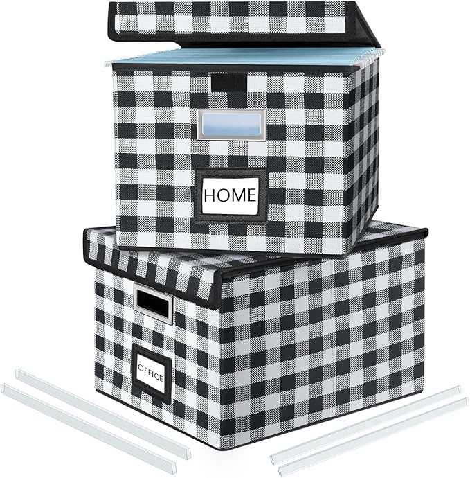 Huolewa Decorative Collapsible File Storage Organizer Boxes by Huolewa