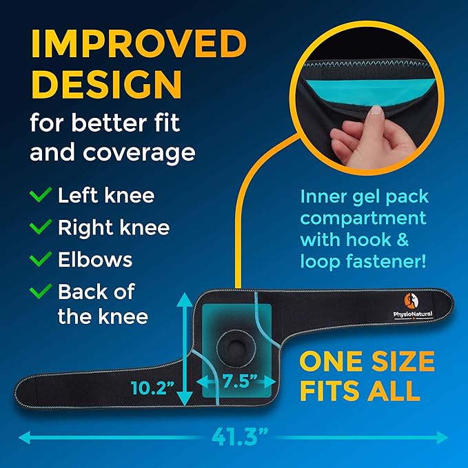 PhysioNatural Ice Pack for Knee Pain Relief, Reusable Gel Ice Wrap for Leg - Image 4